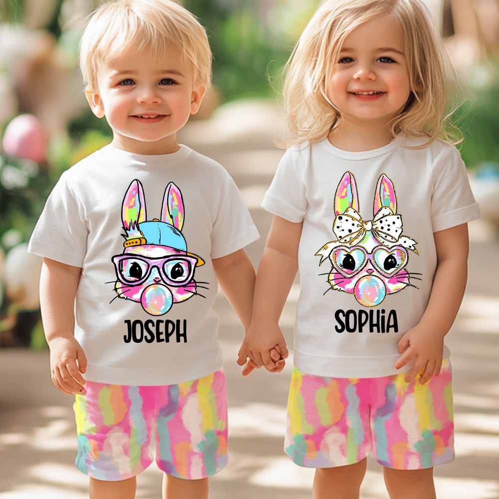 T-shirt et short personnalisés pour enfant, spécial Pâques