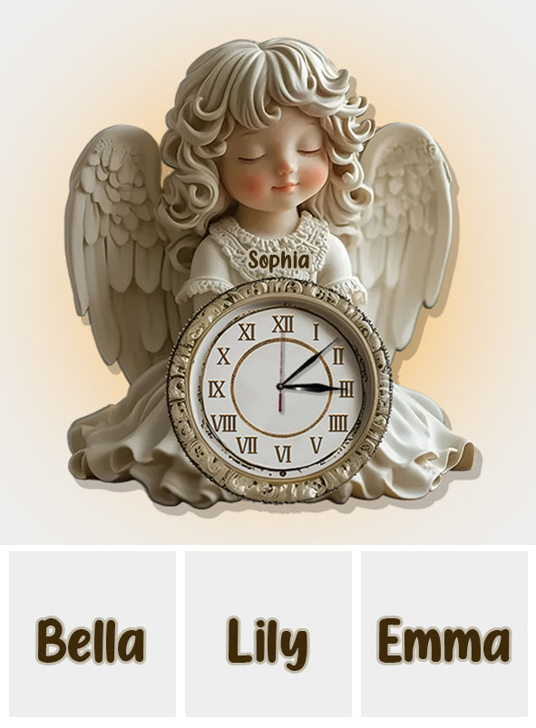 Time Flies, But Angels Keep Watch Over Every Moment - Personalized Christian LED Light Wall Clock