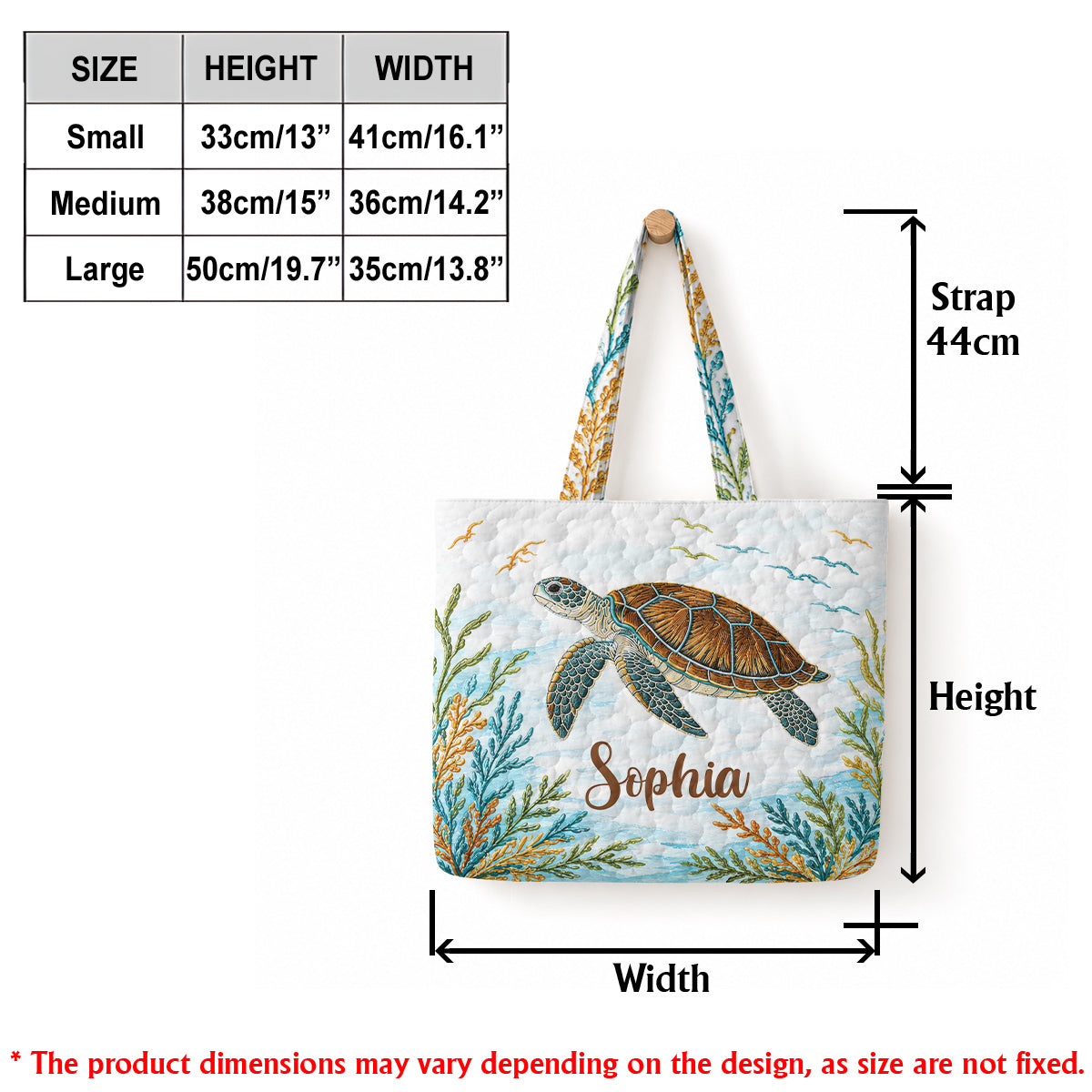 Sac Set Tortue de Mer Avec Charme - Sac Tote Matelassé Personnalisé Avec Charme Doux