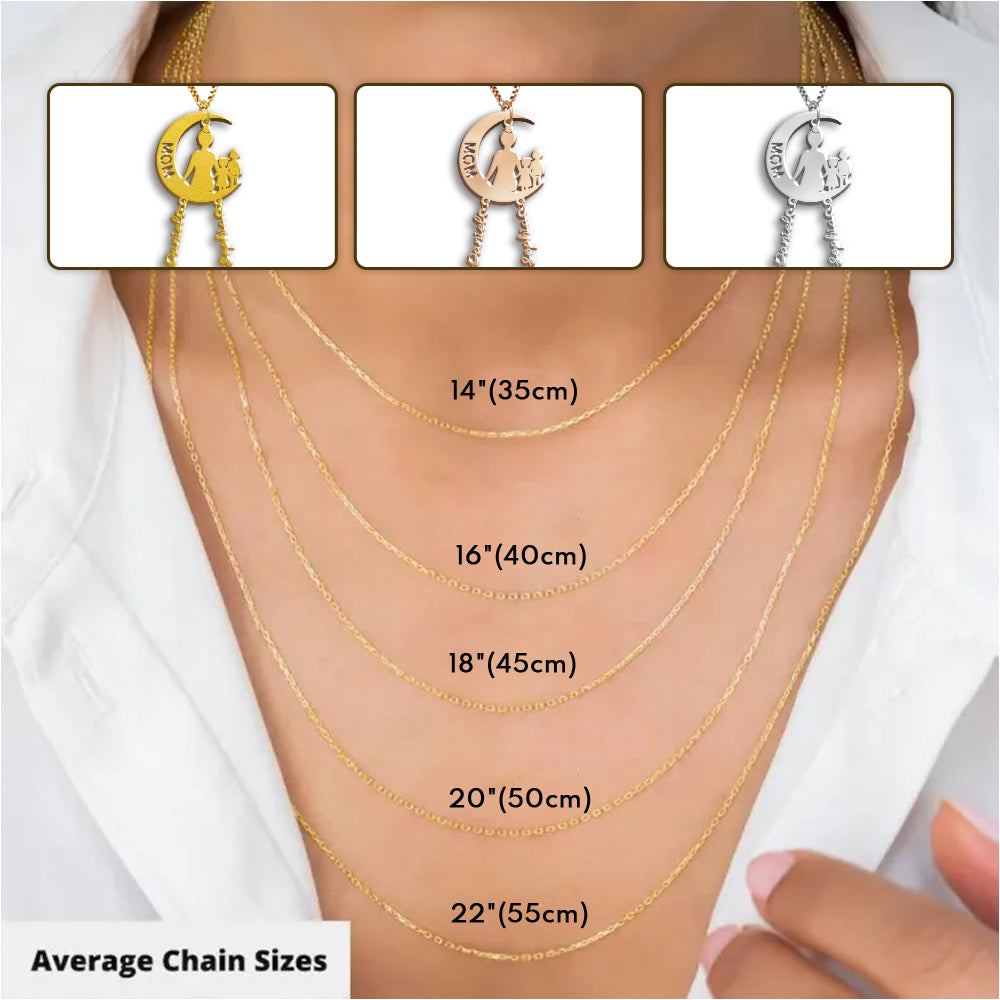 Maman, je t'aime jusqu'à la lune et retour - Collier personnalisé pour maman avec breloques