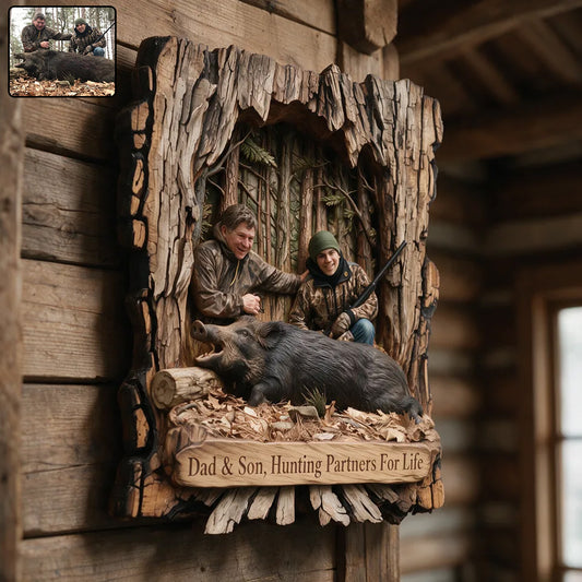 Décor mural style tronc d'arbre - Panneau en bois personnalisé pour chasse