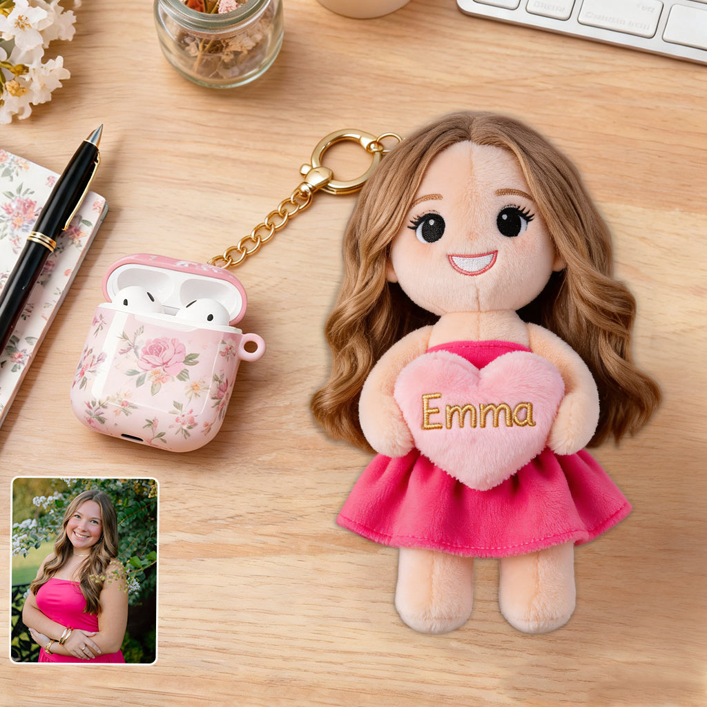 Porte-clés en Peluche Personnalisé - Charm Unique Photo d'Amour Propre