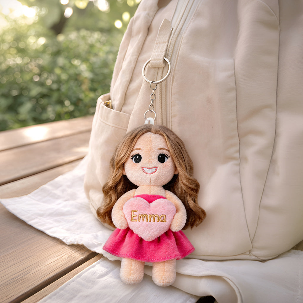 Porte-clés en Peluche Personnalisé - Charm Unique Photo d'Amour Propre