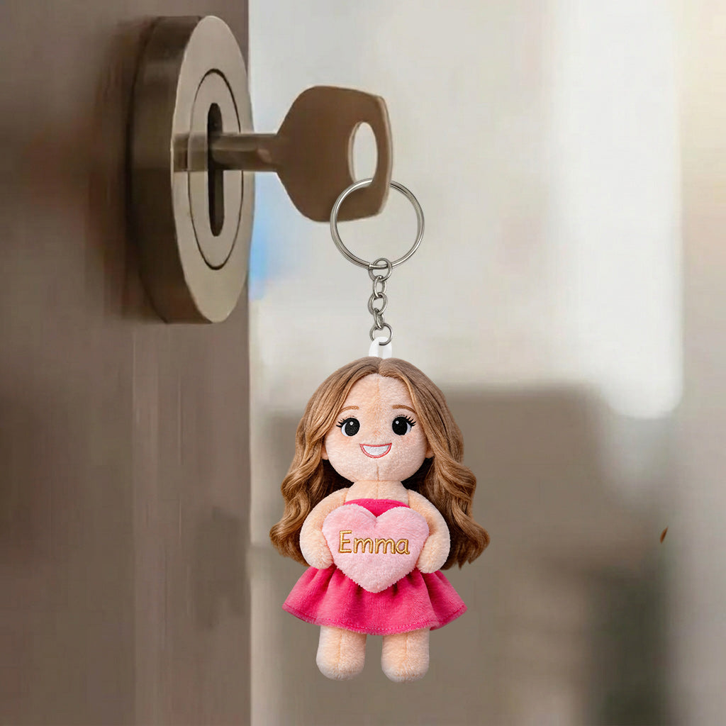Porte-clés en Peluche Personnalisé - Charm Unique Photo d'Amour Propre