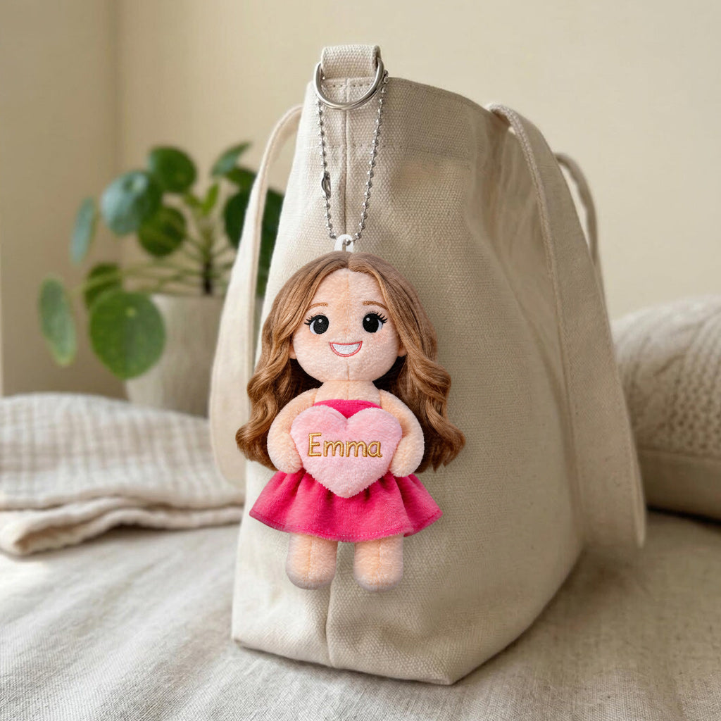 Porte-clés en Peluche Personnalisé - Charm Unique Photo d'Amour Propre