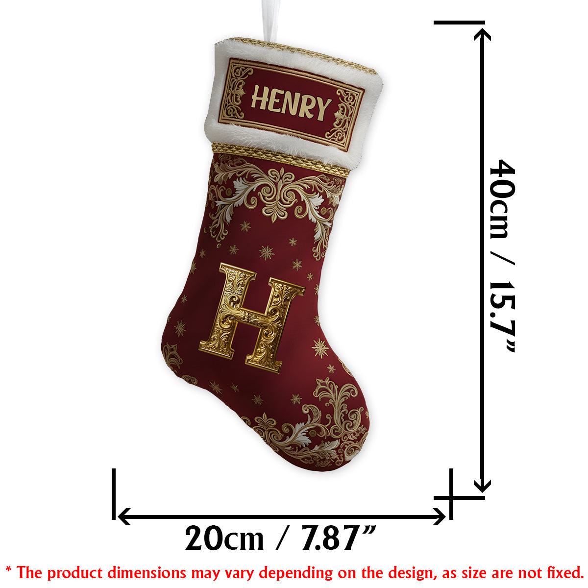 Chaussette de Noël personnalisée en forme de famille avec initiales du prénom