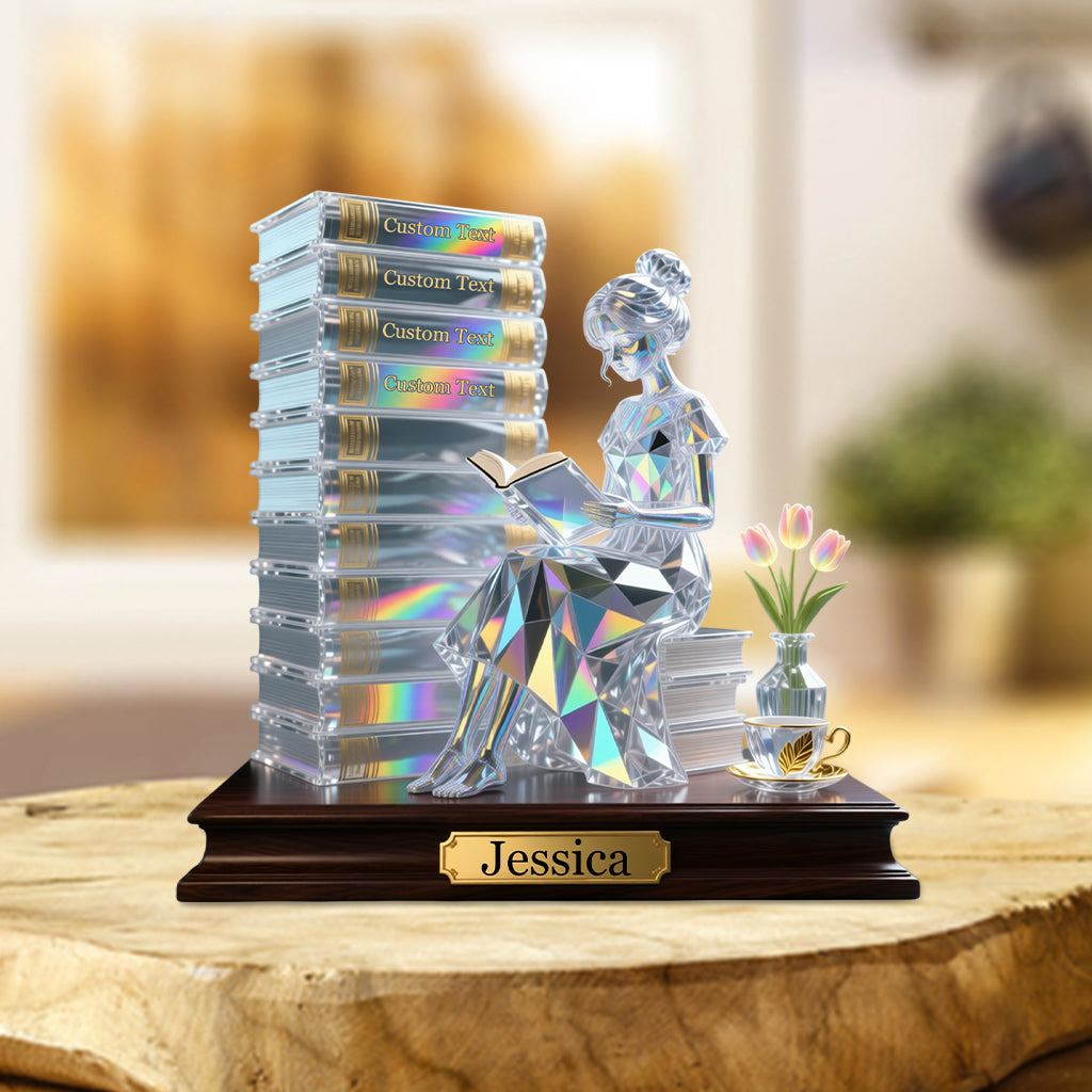 Cadeau idéal pour les amoureux des livres - Plaque acrylique personnalisée en forme de livre