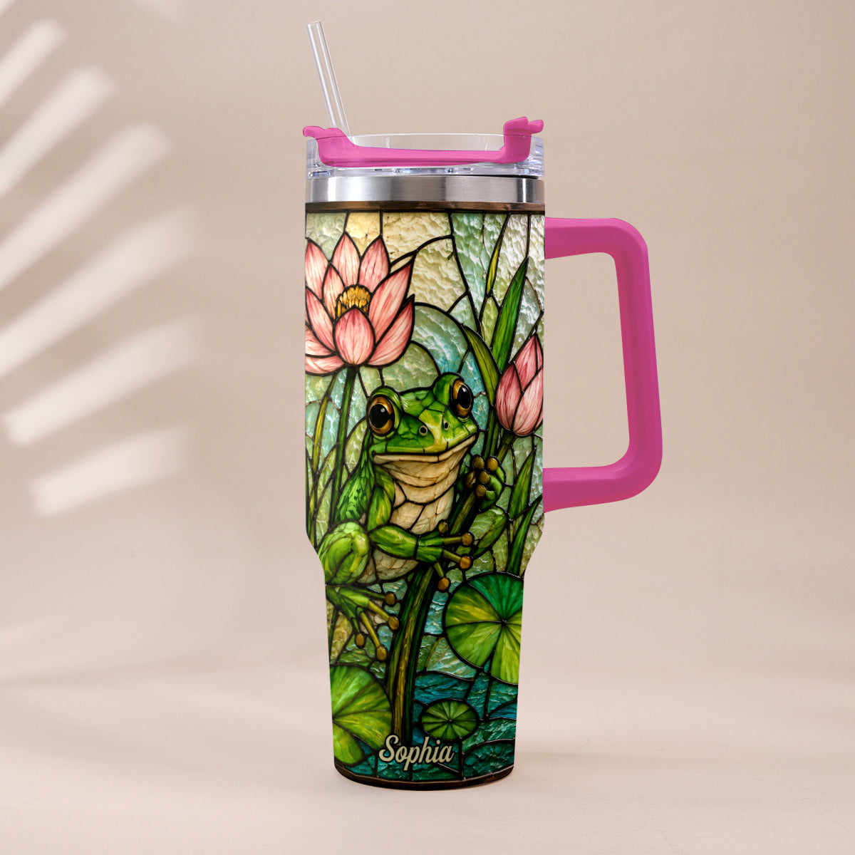 Cute Frog - Personalized Frog Tumbler With Handle