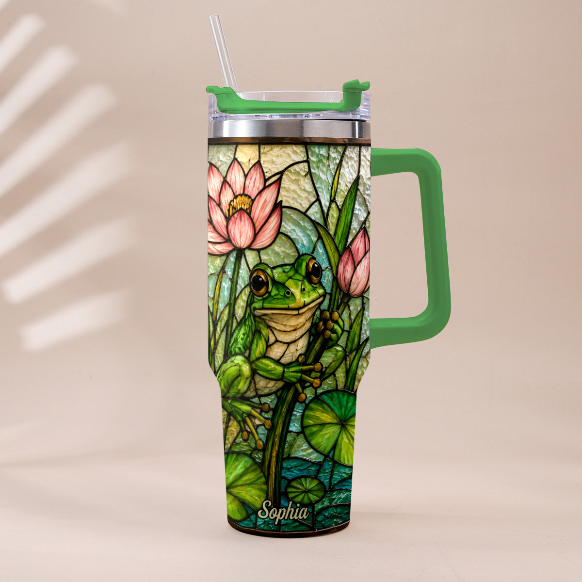 Cute Frog - Personalized Frog Tumbler With Handle