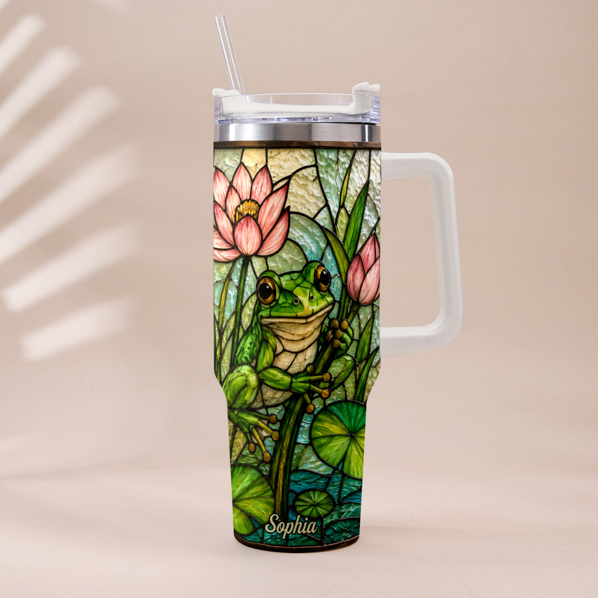 Cute Frog - Personalized Frog Tumbler With Handle
