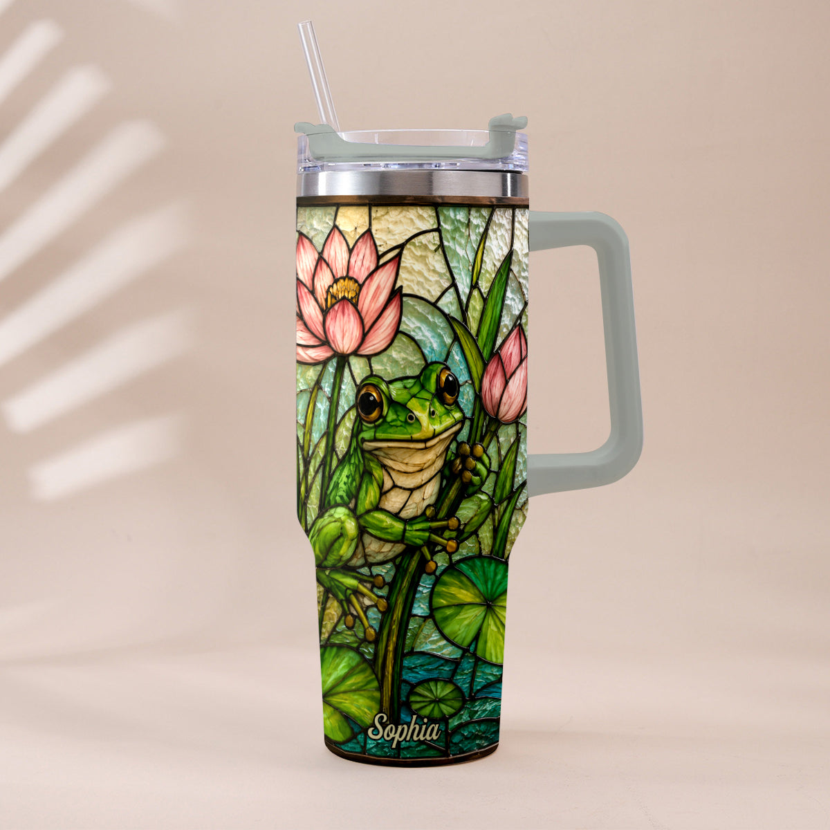 Cute Frog - Personalized Frog Tumbler With Handle