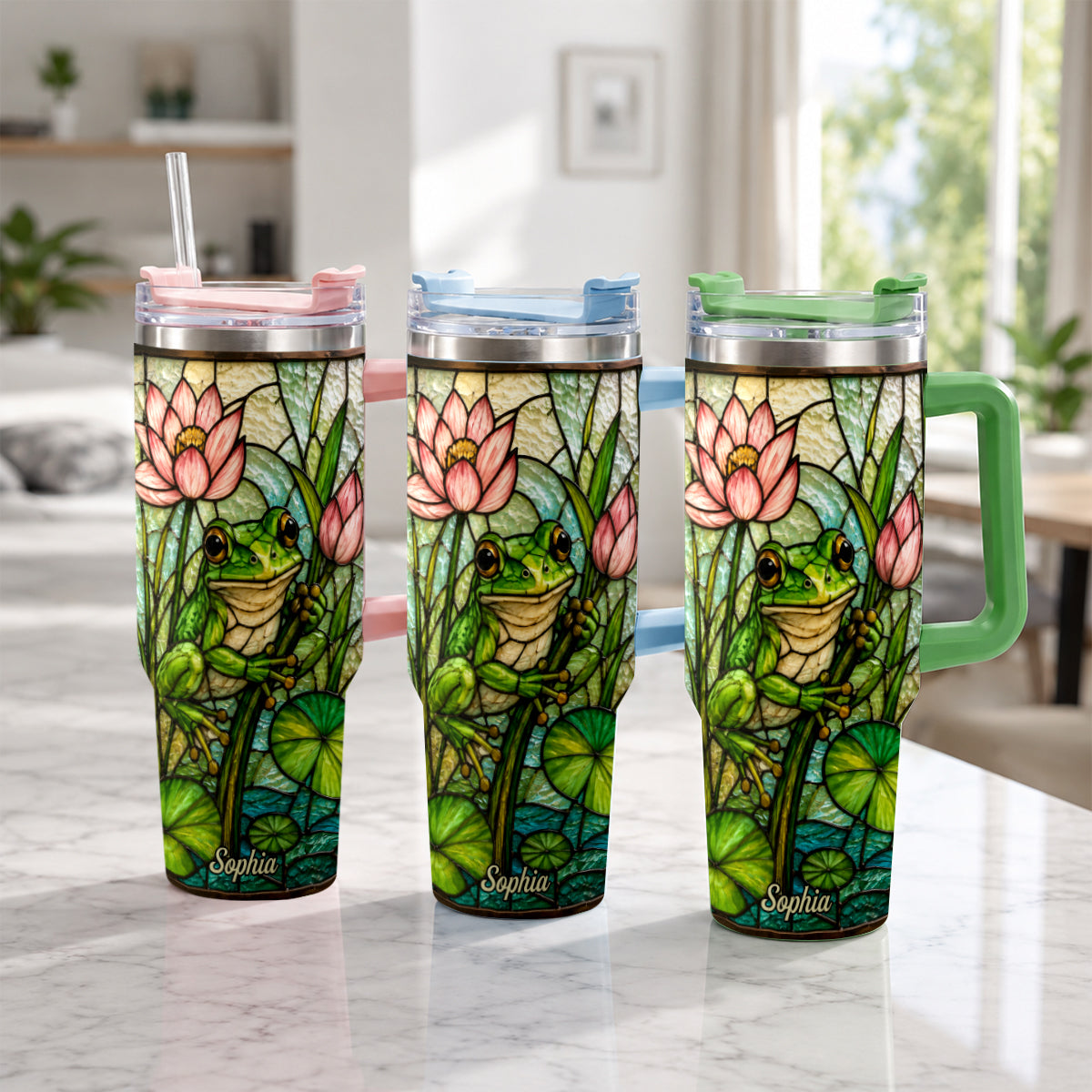 Cute Frog - Personalized Frog Tumbler With Handle