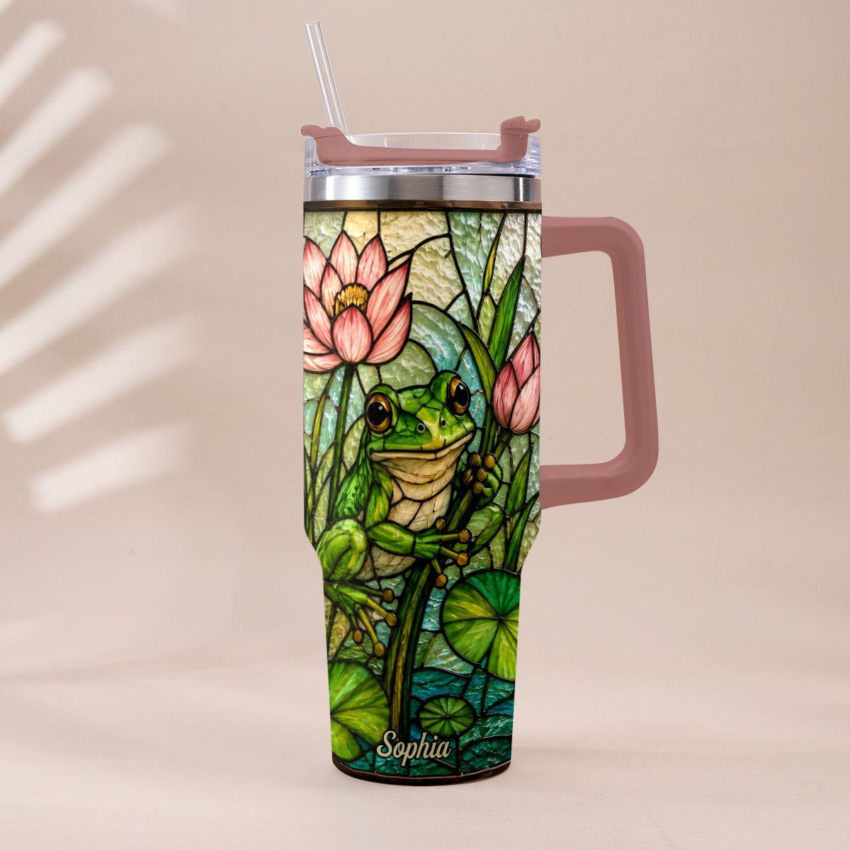 Cute Frog - Personalized Frog Tumbler With Handle