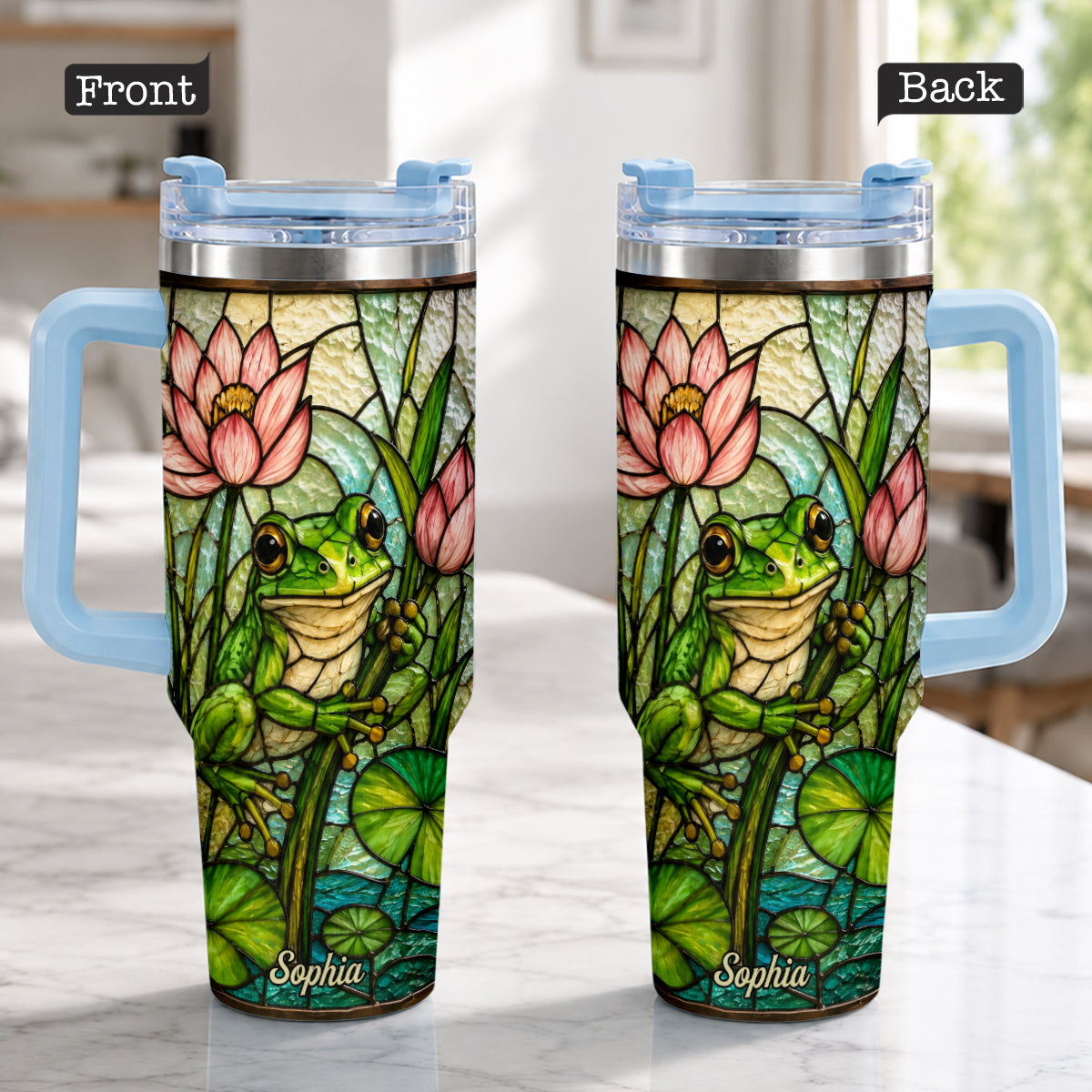 Cute Frog - Personalized Frog Tumbler With Handle