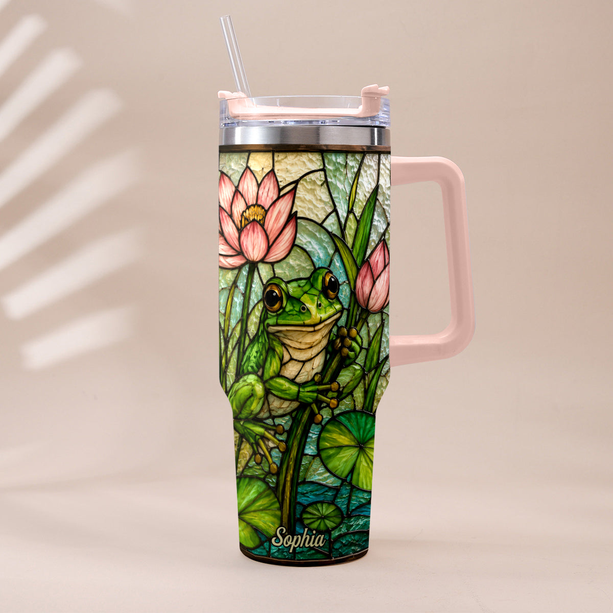 Cute Frog - Personalized Frog Tumbler With Handle