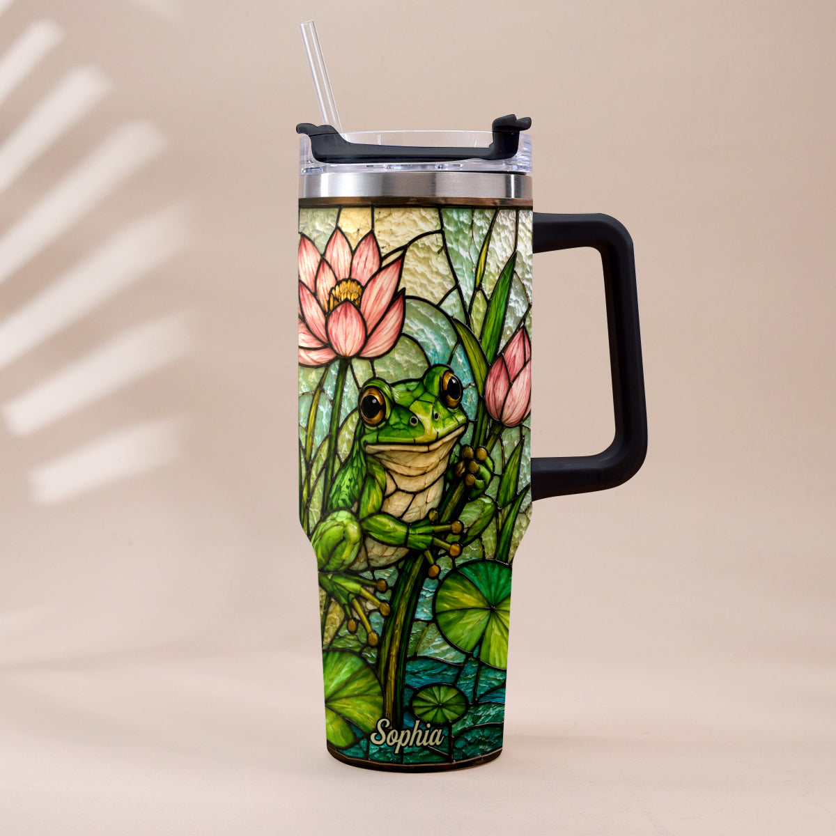 Cute Frog - Personalized Frog Tumbler With Handle