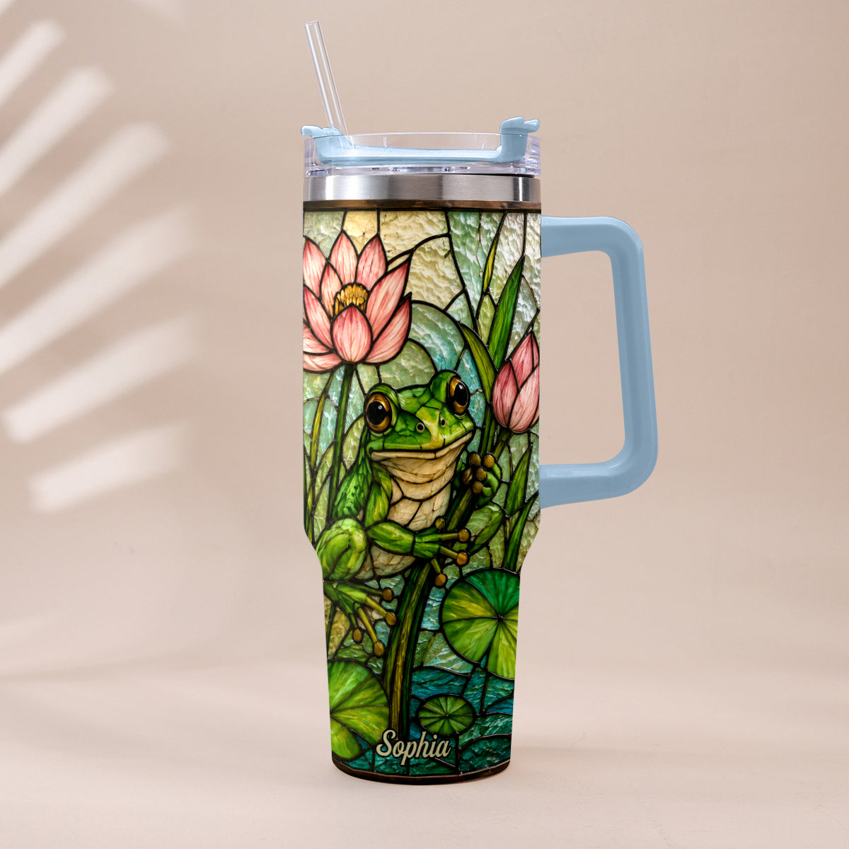 Cute Frog - Personalized Frog Tumbler With Handle