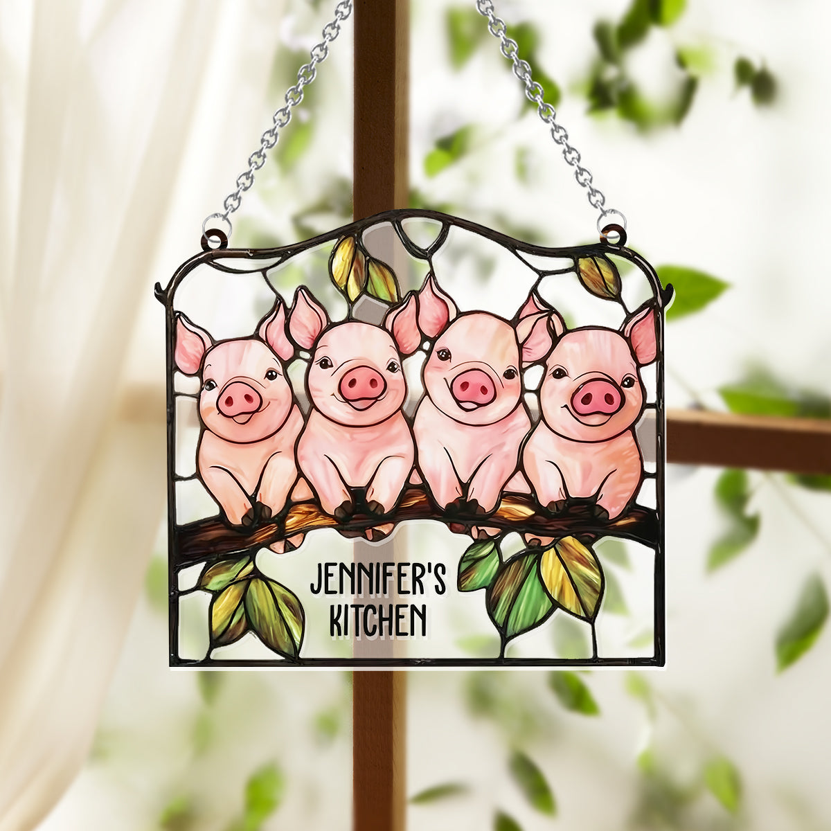 Love Pigs - Personalized Pig Lover Window Hanging Suncatcher Ornament