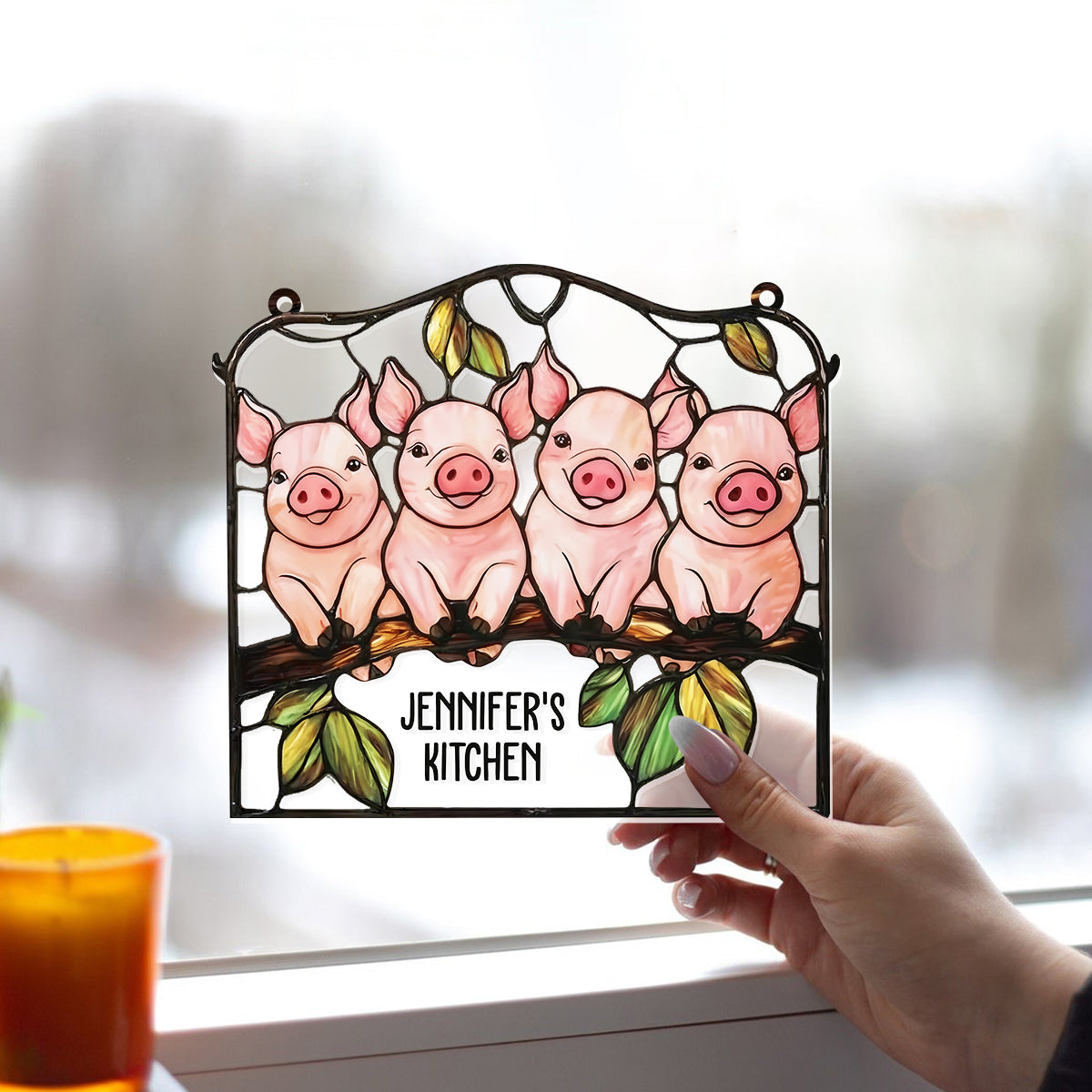 Love Pigs - Personalized Pig Lover Window Hanging Suncatcher Ornament