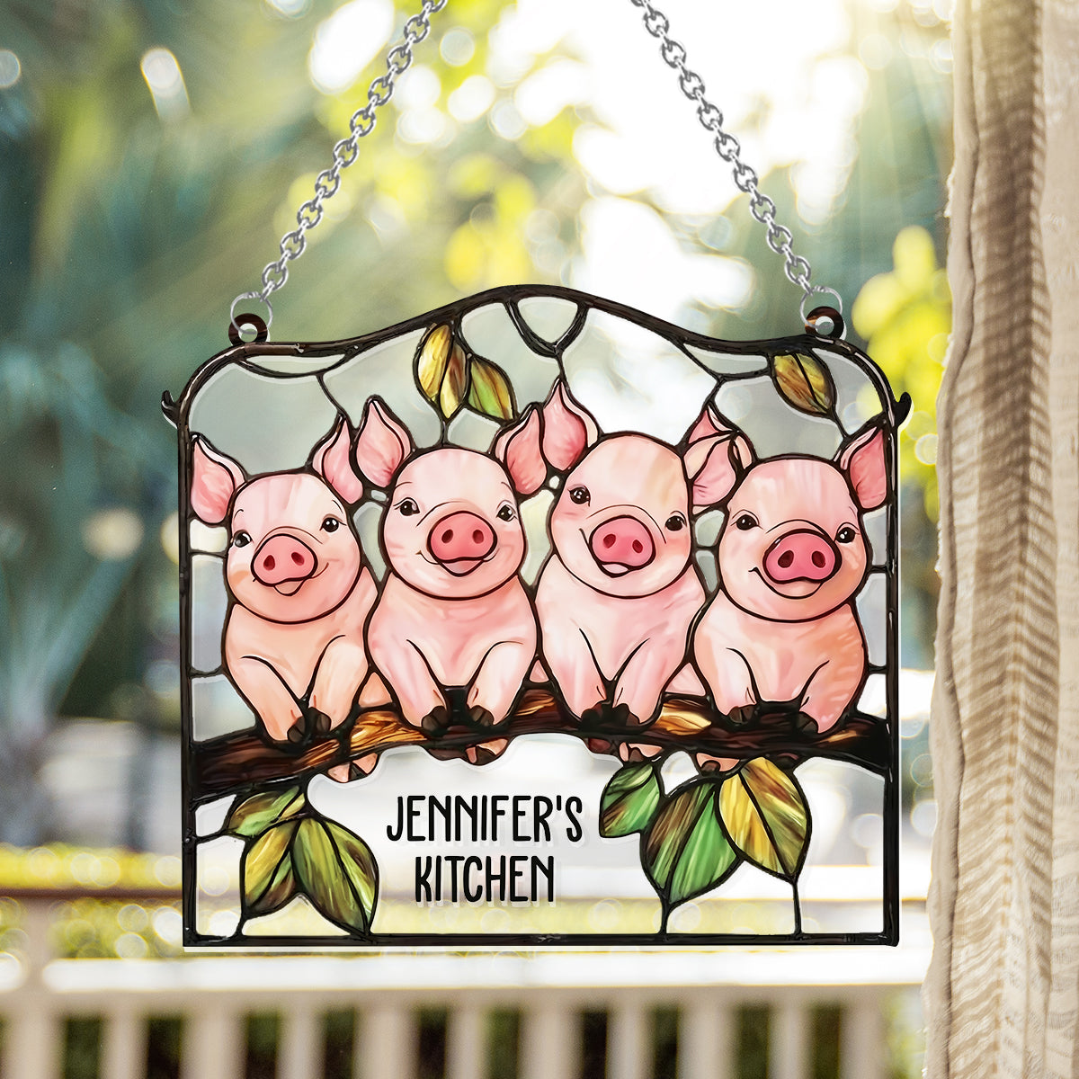 Love Pigs - Personalized Pig Lover Window Hanging Suncatcher Ornament