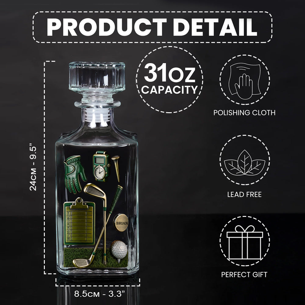 Le golf, c'est une belle promenade gâchée - Coffret carafe à whisky personnalisée sur le thème du golf
