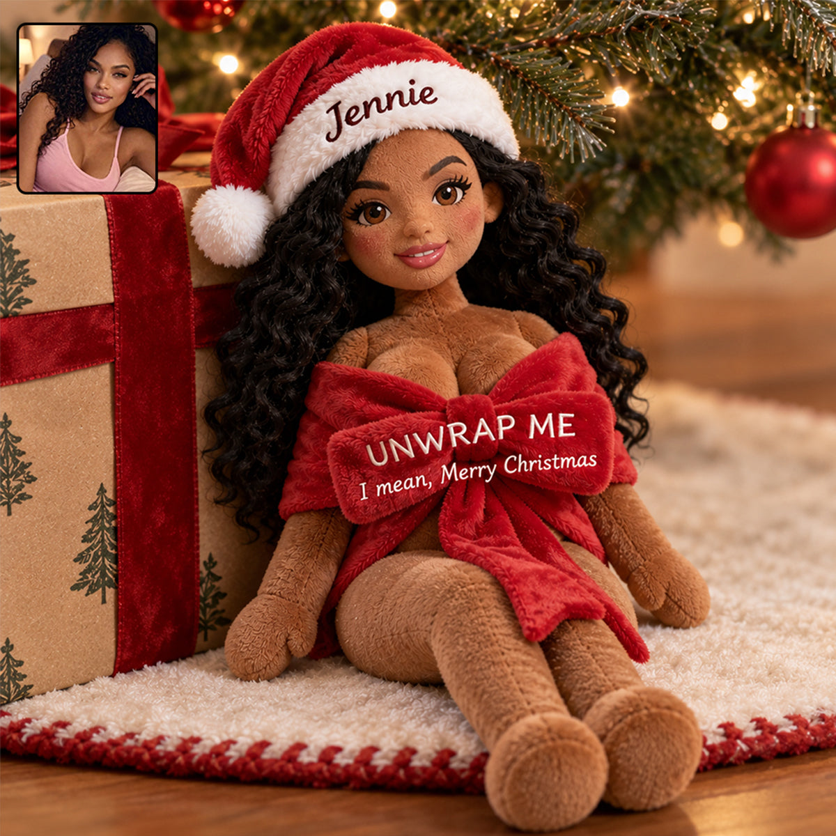 Unwrap Me - Personalized Spicy Couple Premium Faux Fur Pillow
