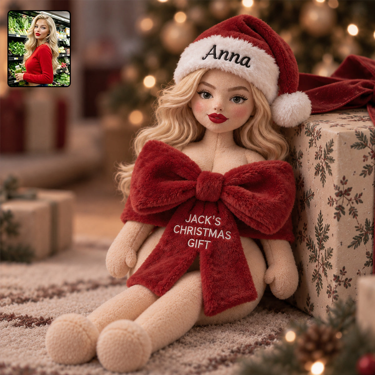 Unwrap Me - Personalized Spicy Couple Premium Faux Fur Pillow