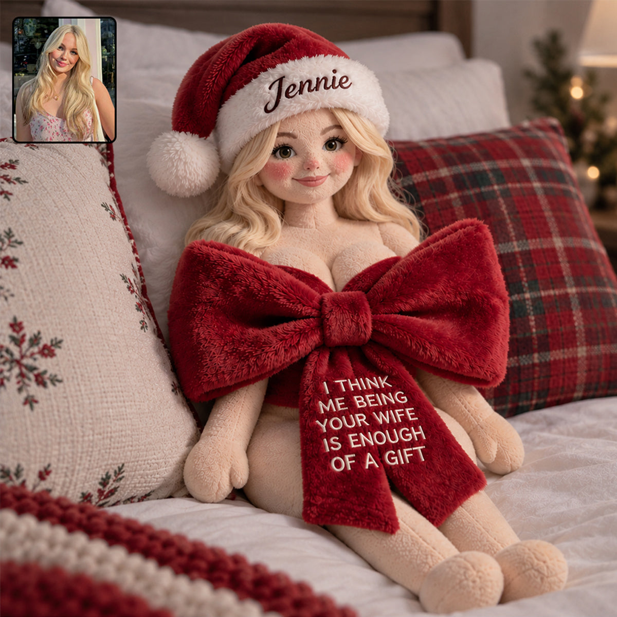 Unwrap Me - Personalized Spicy Couple Premium Faux Fur Pillow