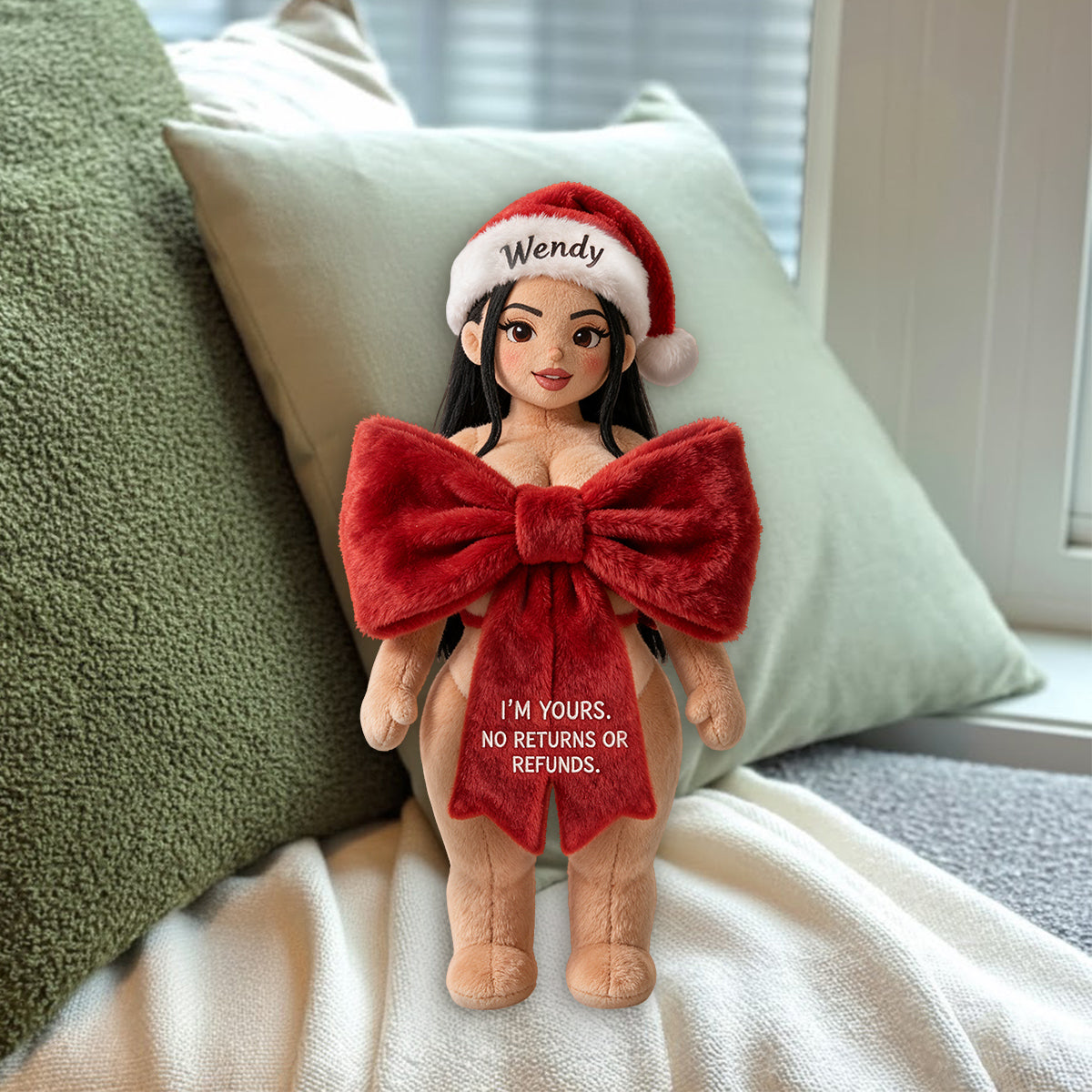 Unwrap Me - Personalized Spicy Couple Premium Faux Fur Pillow