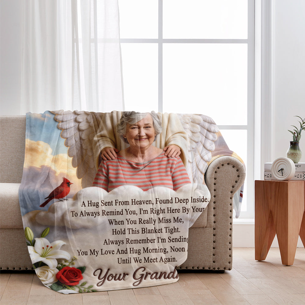 Memorial Gift, Hugs From Heaven - Personalized Memorial Blanket