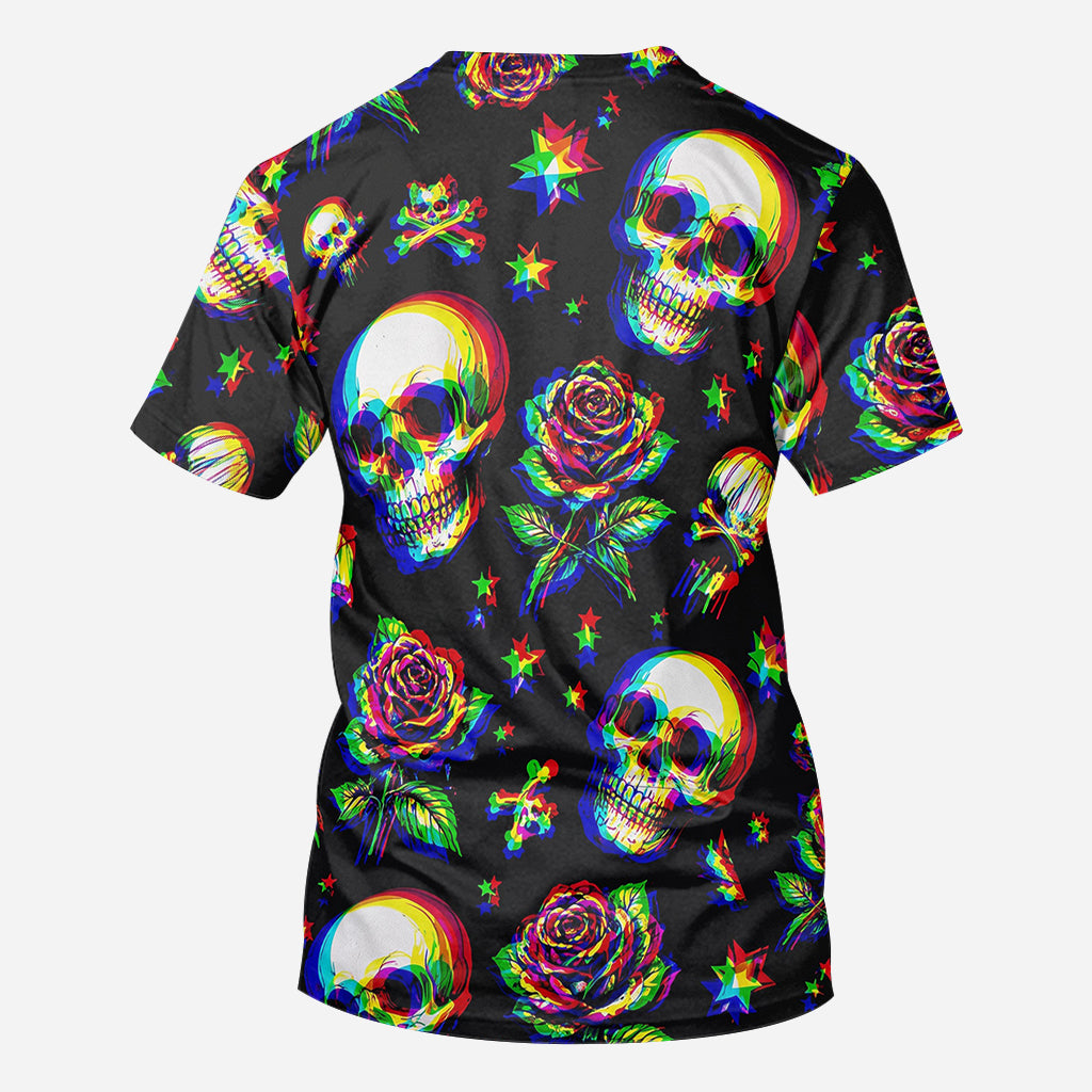 Crânes et Roses - Chemise Personnalisée à Imprimé Total