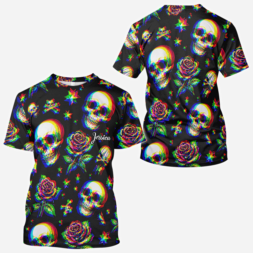 Crânes et Roses - Chemise Personnalisée à Imprimé Total
