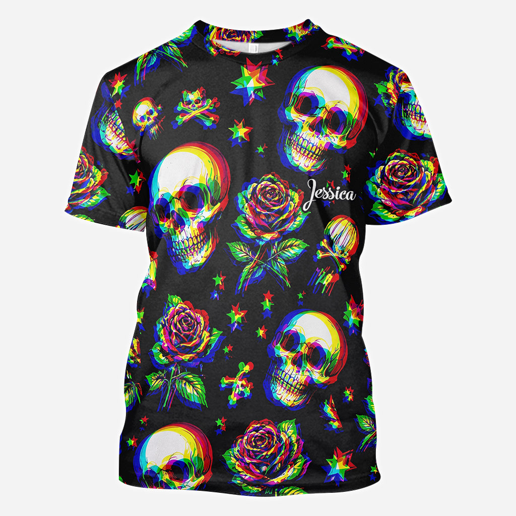 Crânes et Roses - Chemise Personnalisée à Imprimé Total