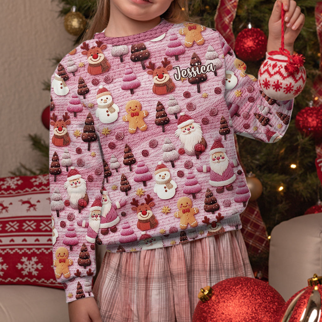 Joyeux Noël ! Personnages de dessin animé du Père Noël - Pull de Noël moche personnalisé