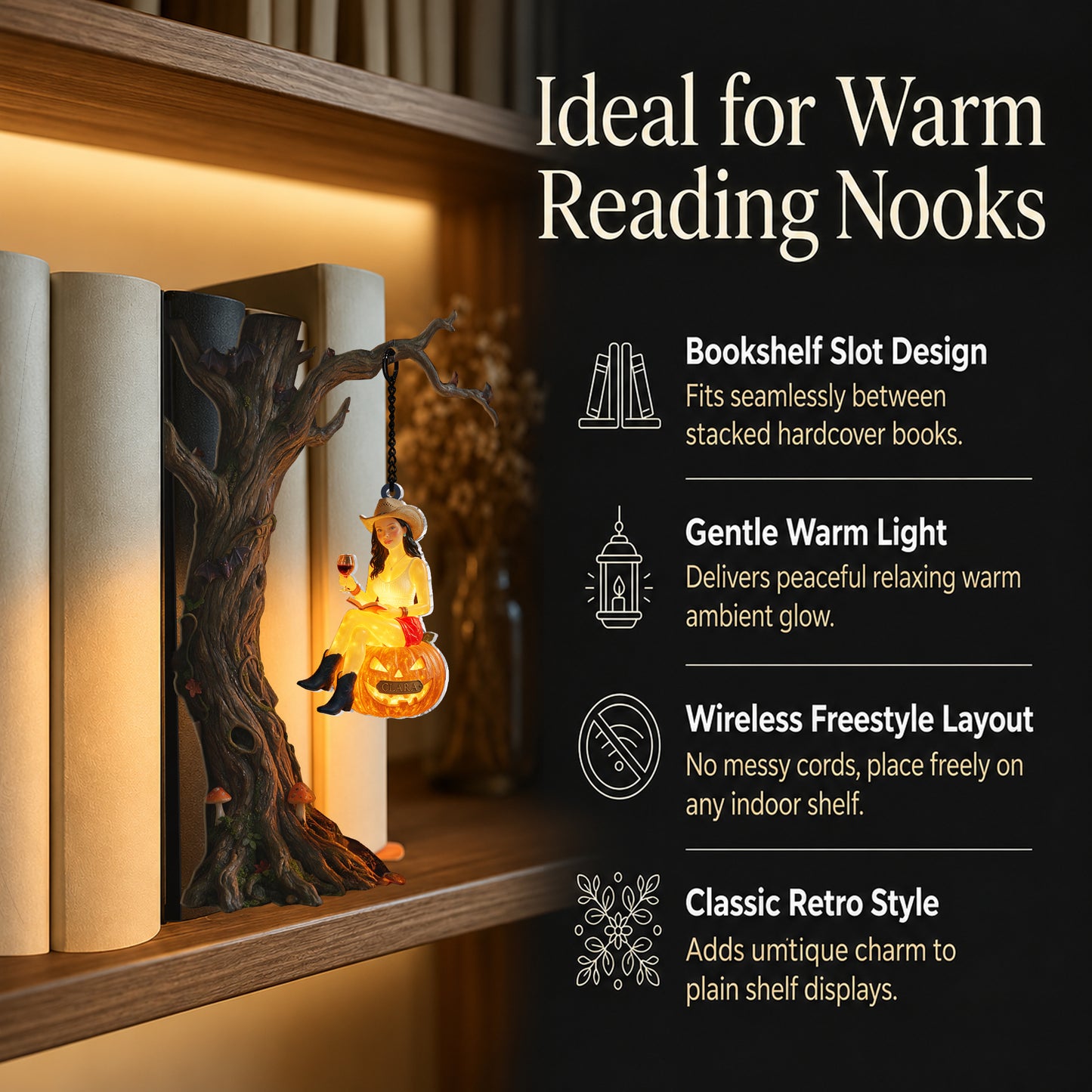 Book And Wine - Personalized Wine Bookshelf Lamp