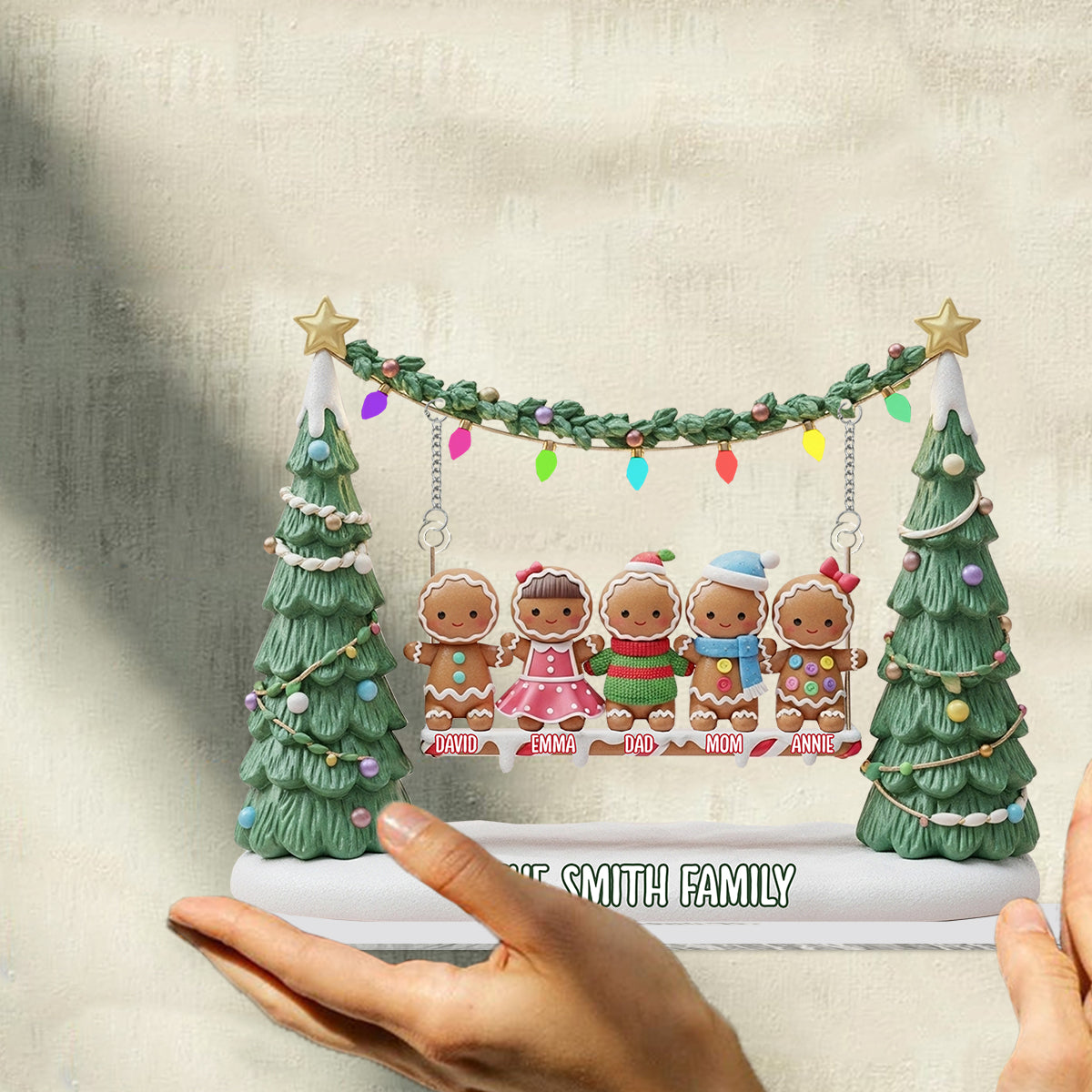 Gingerbread Family Merry Christmas - Personalized Family Plaque With Charm