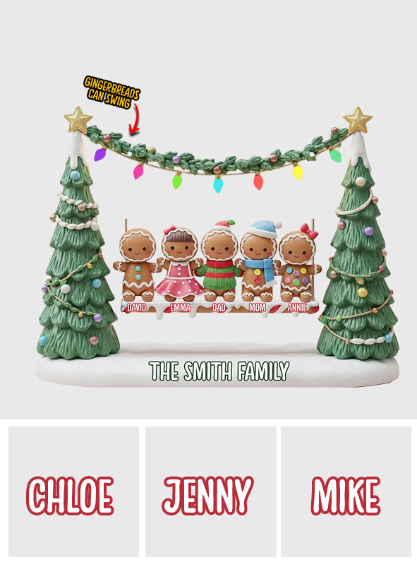 Gingerbread Family Merry Christmas - Personalized Family Plaque With Charm