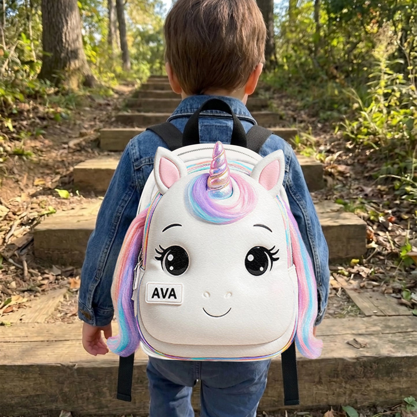 Cute Animal - Personalized Kid Changeable Leather Patch Backpack