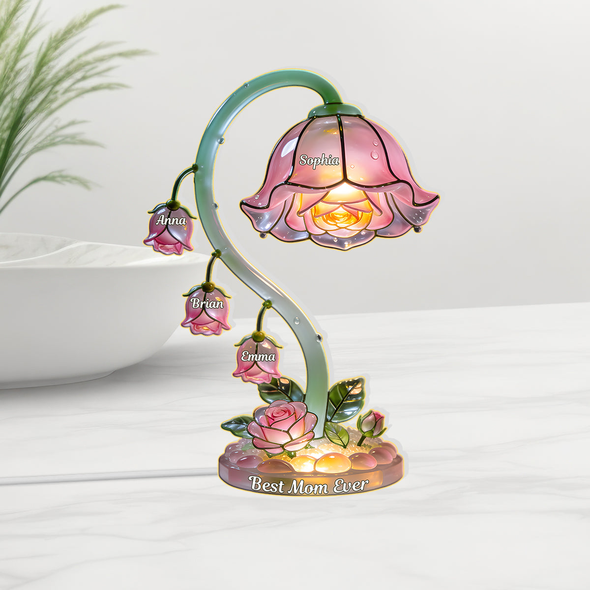 Magnifique cadeau de jardin pour maman ou grand-mère - Veilleuse LED personnalisée en acrylique pour maman