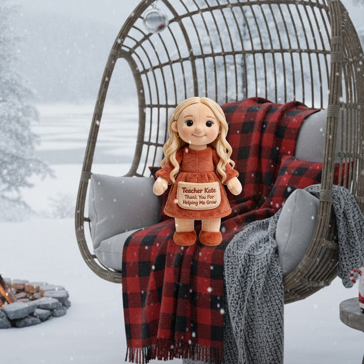 Thanks For Helping Me Grow - Personalized Teacher Premium Faux Fur Pillow