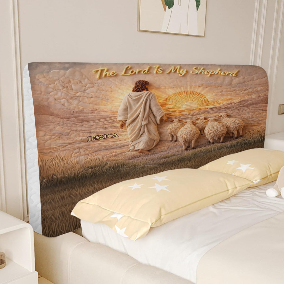 Je suis toujours avec toi - Housse de tête de lit chrétienne personnalisée