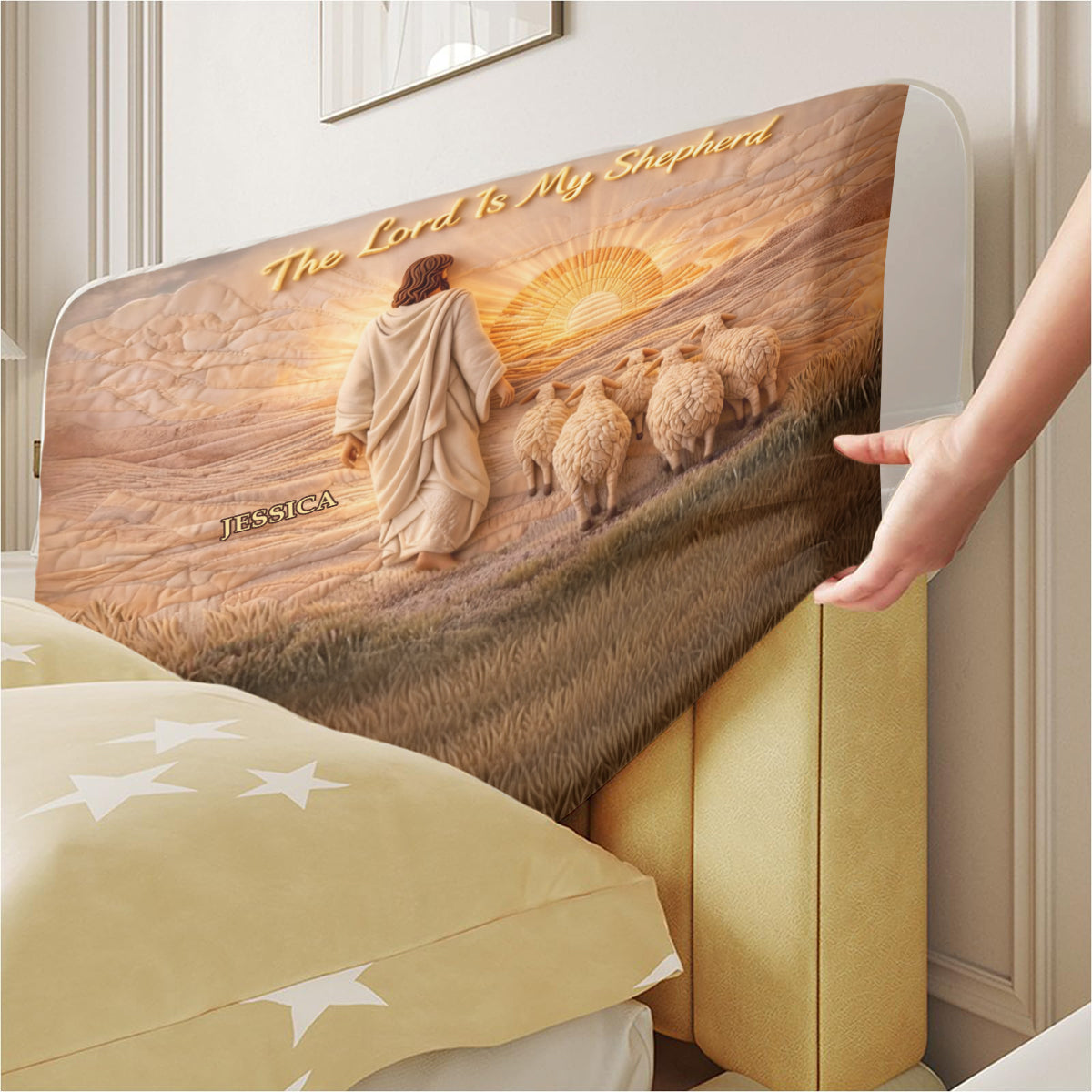 Je suis toujours avec toi - Housse de tête de lit chrétienne personnalisée