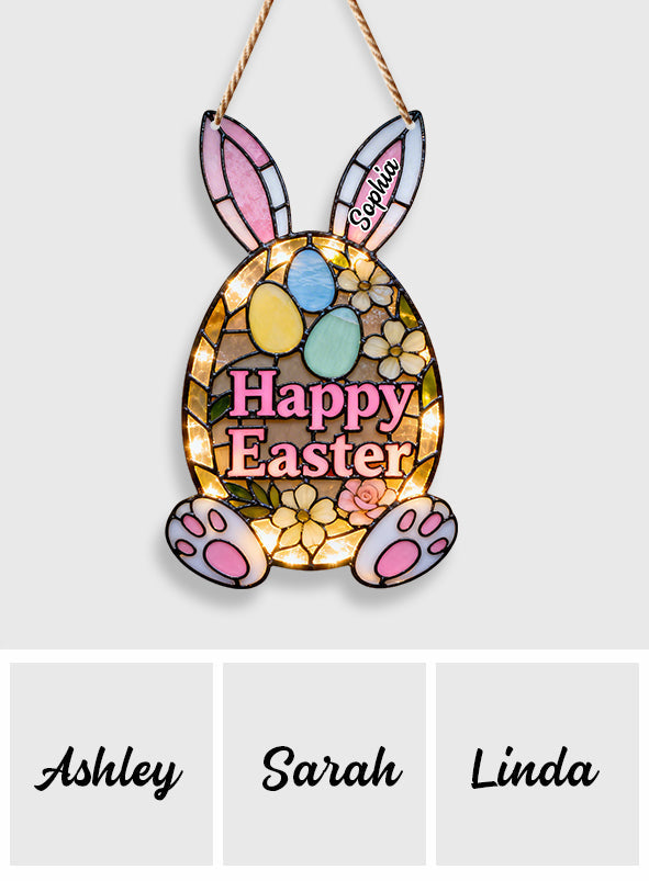 Easter Bunny Decorative Door Sign - Personalized Easter Day LED Light Acrylic Sign