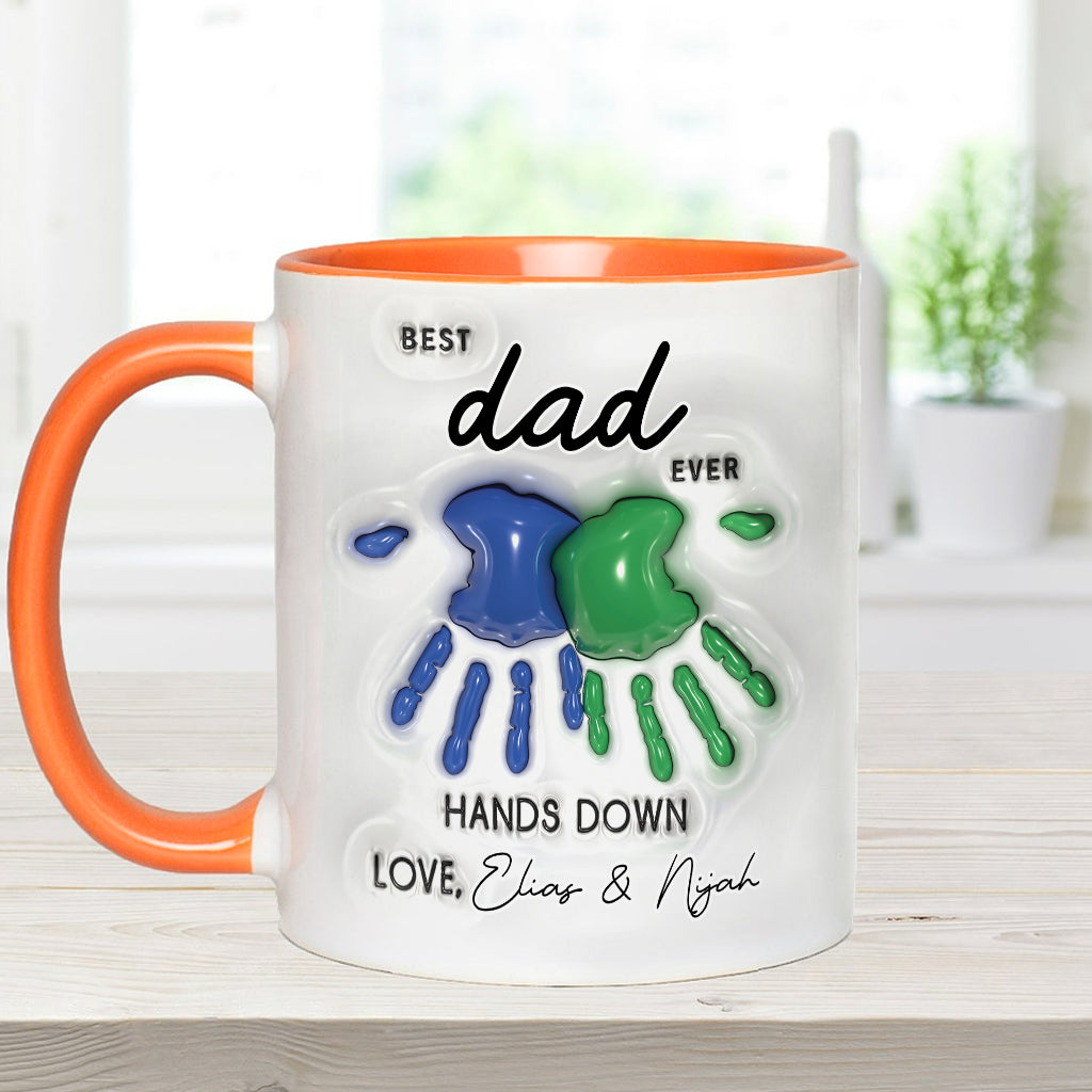 Hands Down Best Dad Ever - Personalized Father Accent Mug