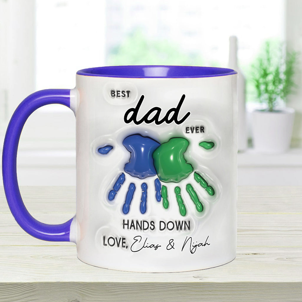 Hands Down Best Dad Ever - Personalized Father Accent Mug