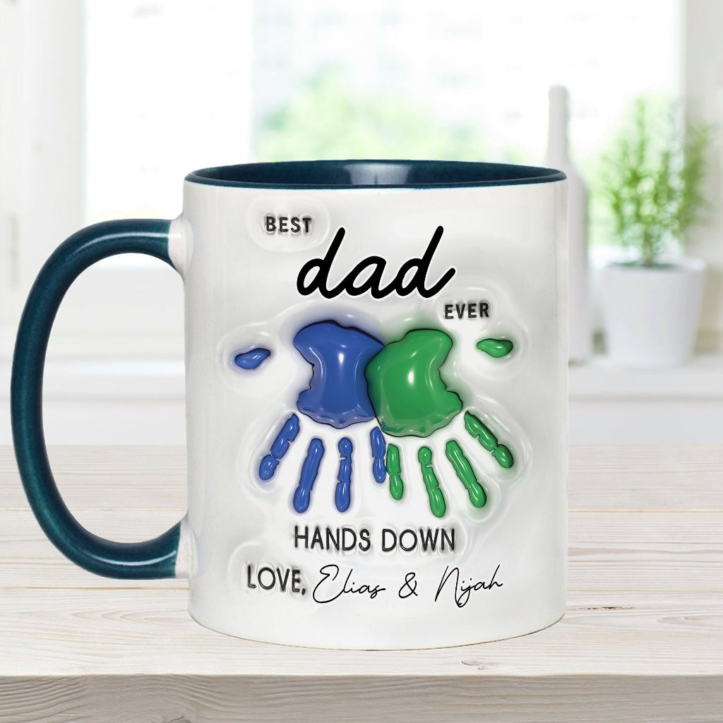 Hands Down Best Dad Ever - Personalized Father Accent Mug