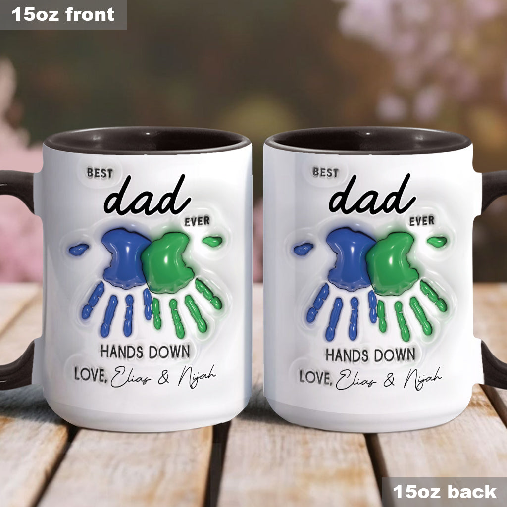 Hands Down Best Dad Ever - Personalized Father Accent Mug