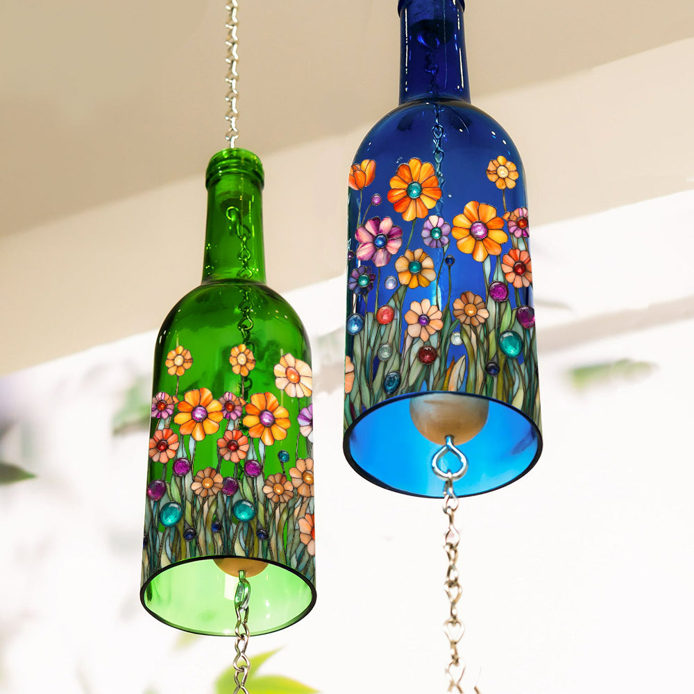 Mon Beau Jardin - Carillon éolien personnalisé en bouteille de vin pour le jardinage