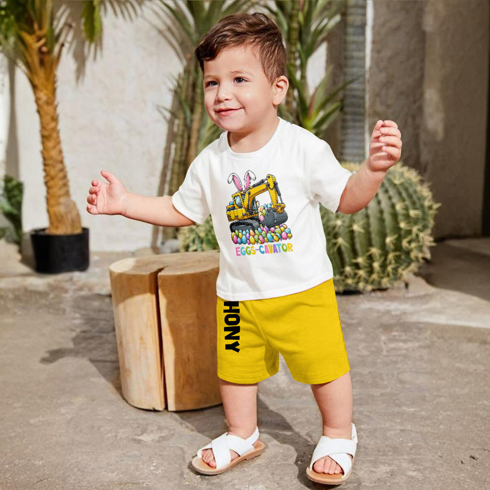 Eggs-Cavator - Personalized Kid T-shirt & Shorts