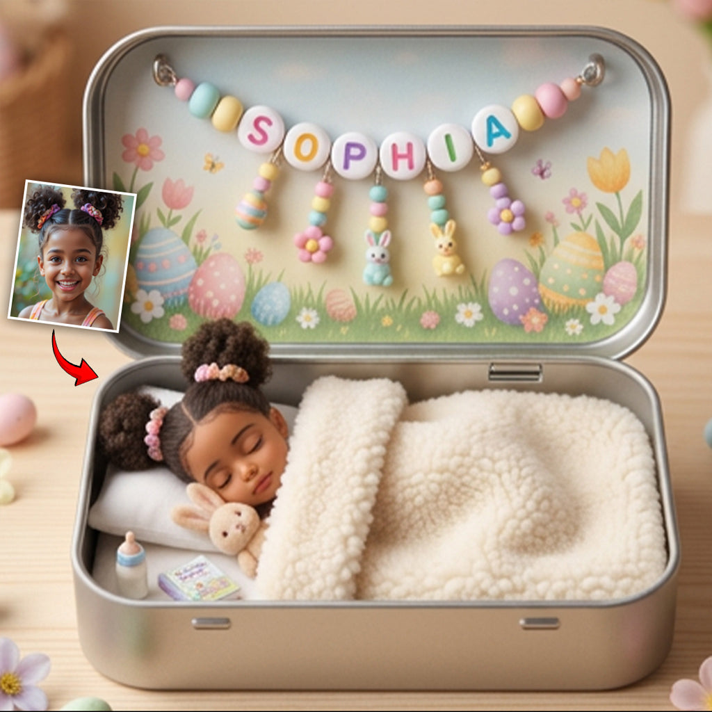 Sleeping Easter Spring Theme - Personalized Kid Custom Shaped Acrylic Plaque